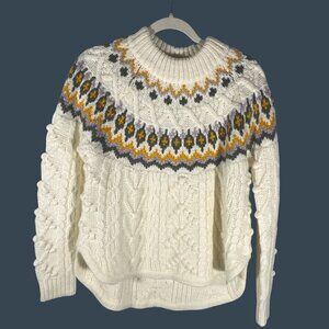Saylor Suzanna fair isle chunky cable knit sweater designer bobble knit XS